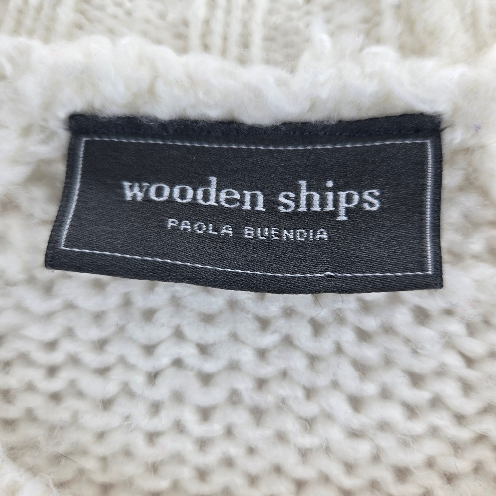 Wooden Ships Camo Star Raglan Crew Sweater Cream Mohair Blend XS S Oversized - Picture 5 of 10